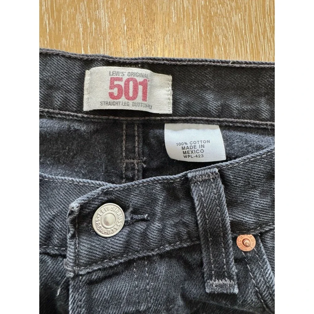 Levis 501 Original Fit Jeans Mens 34x32 Faded Black Denim Straight Button Fly